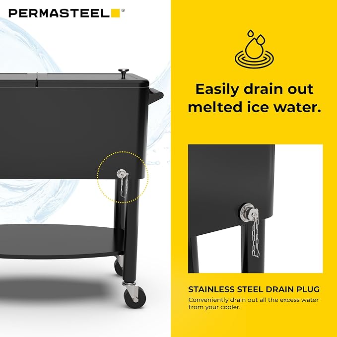 Permasteel 80 Quart Party Cooler, Rolling Ice Chest - Image 7