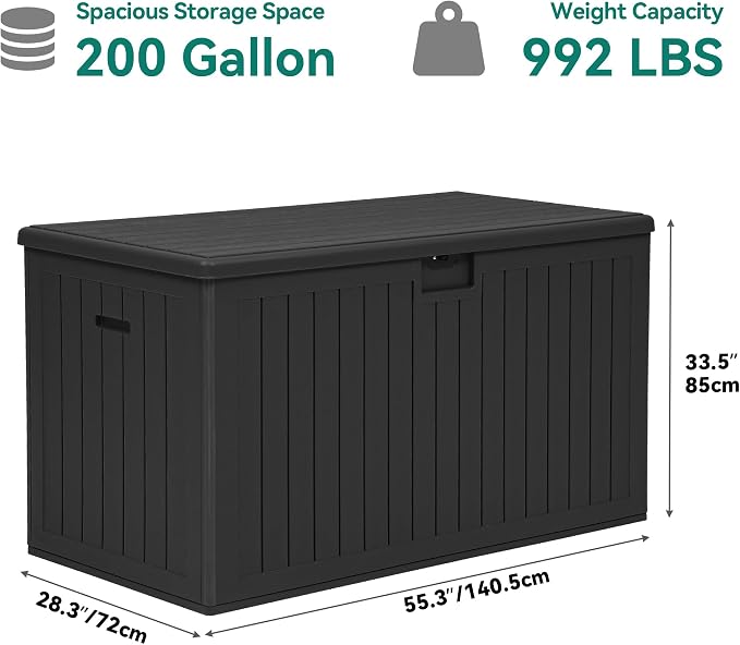YITAHOME 200 Gallon Extra Large Deck Box, Double-Wall Resin Outdoor Storage Box - Image 8