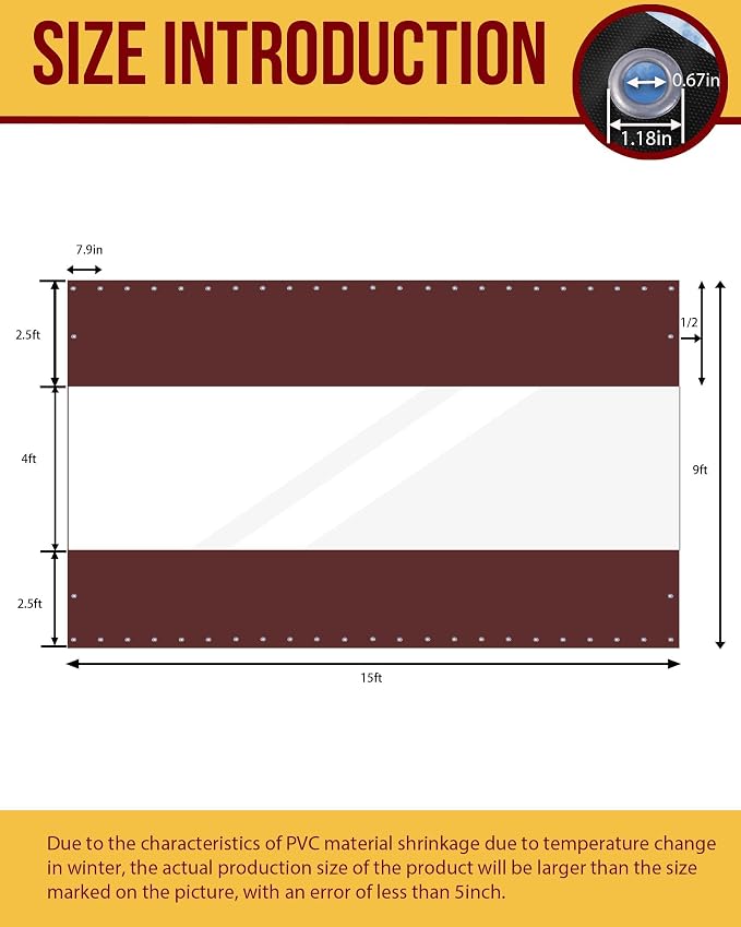 FoundGo 9'H x 15'W Vinyl Curtains - Image 2