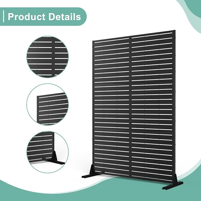 Metal Privacy Screen for Outdoor & Indoor Use, Free Standing Privacy Screen for - Image 4