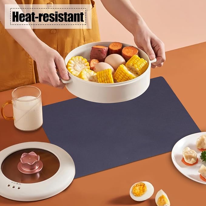 Faux Leather Placemats Set of 6, Reversible PU Placemat - Image 5