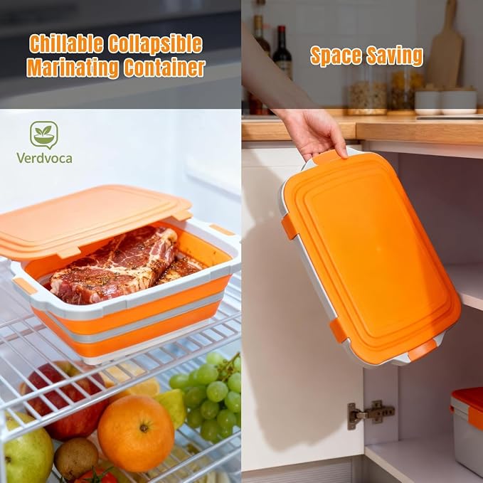 30L Orange & 16L Black Collapsible BBQ Prep Tub - Image 7