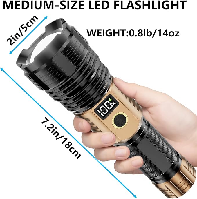 Flashlights High Lumens Rechargeable, LED Super Bright Flash Light Long Beam - Image 6