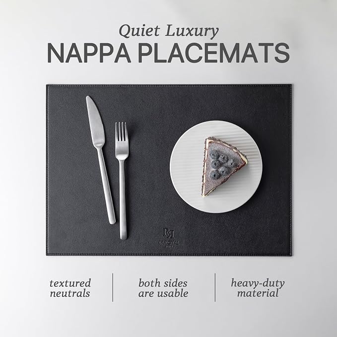 Faux Leather Placemats Set of 6 Vinyl Washable Wipeable Table Mats - Image 2