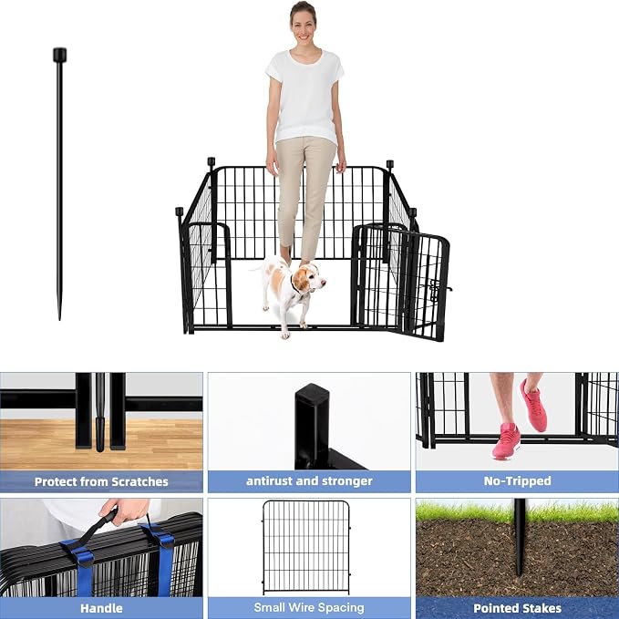 ADAVIN 24 in Garden Fence with Gate, 4 Panels Total 9.8 Ft, Heavy Duty Iron - Image 2