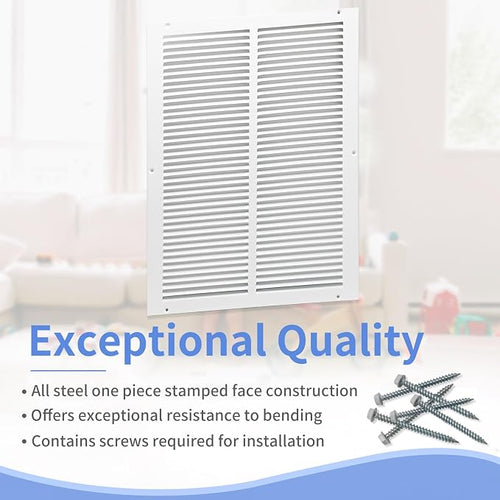 14"W x 20"H Steel Return Air Grille, Air Return Vent Cover - Image 2