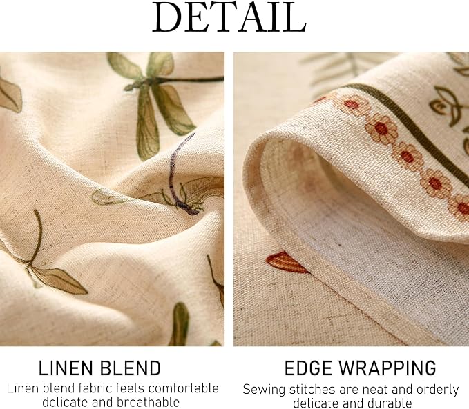 ISAENNE Designer Floral Linen Extra Long Table Cloth Rectangle, French Off - Image 6