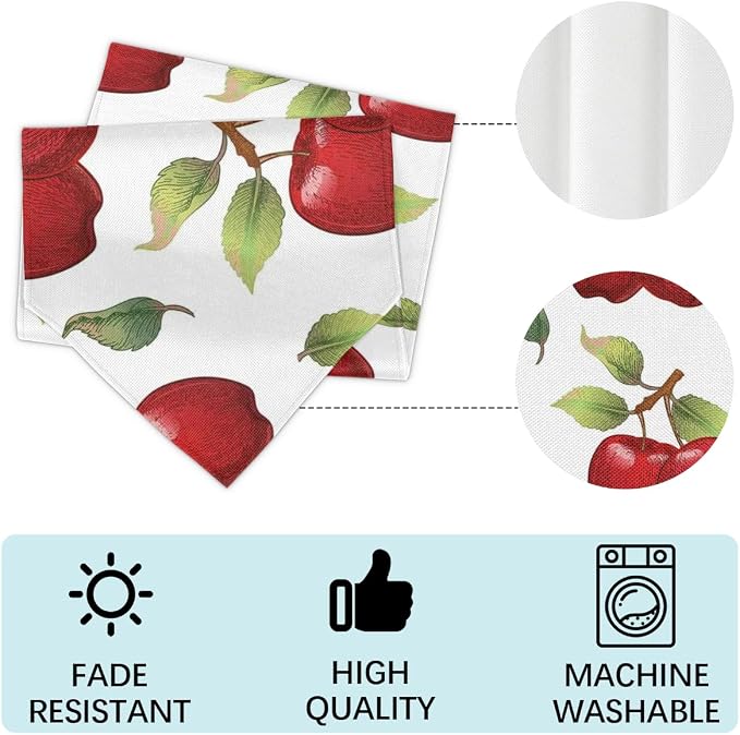Apples Leaves Table Runners 108 Inches Long Table Runner Washable Kitchen - Image 4