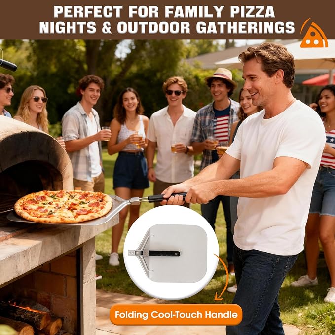Pizza Peel Aluminum Metal Pizza Spatula Kit | 12x14 Inch Foldable Handle Paddle - Image 6