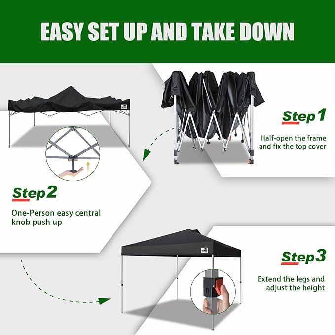Eurmax USA NOMATTER ONE-Person Open&Close 10x10ft Pop Up Canopy Tent，Portable - Image 2