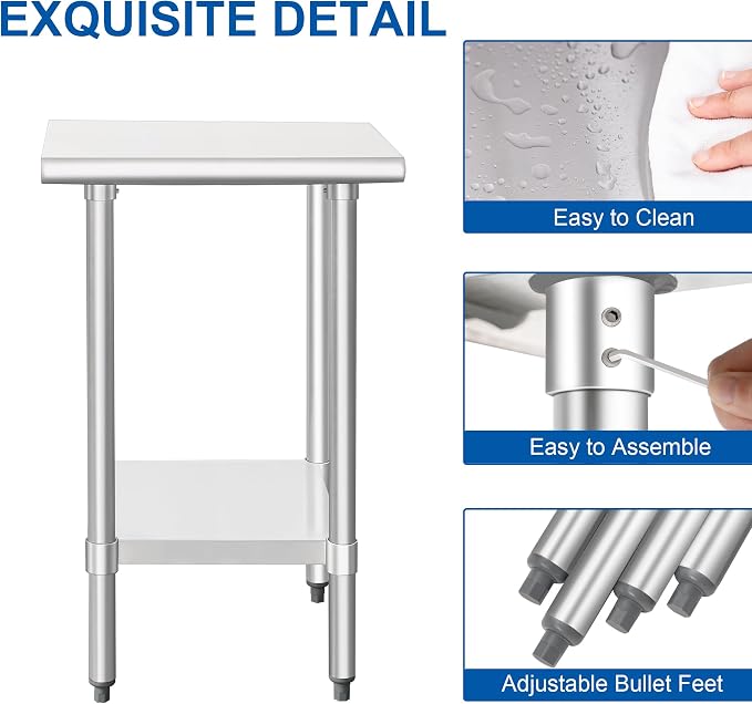 HARDURA Stainless Steel Work Table Commercial 18×24 Inches Kitchen Prep Table - Image 5