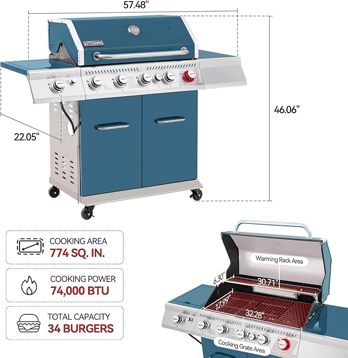 Royal Gourmet GA5403B 5 Burner Propane Gas Grill - Image 3