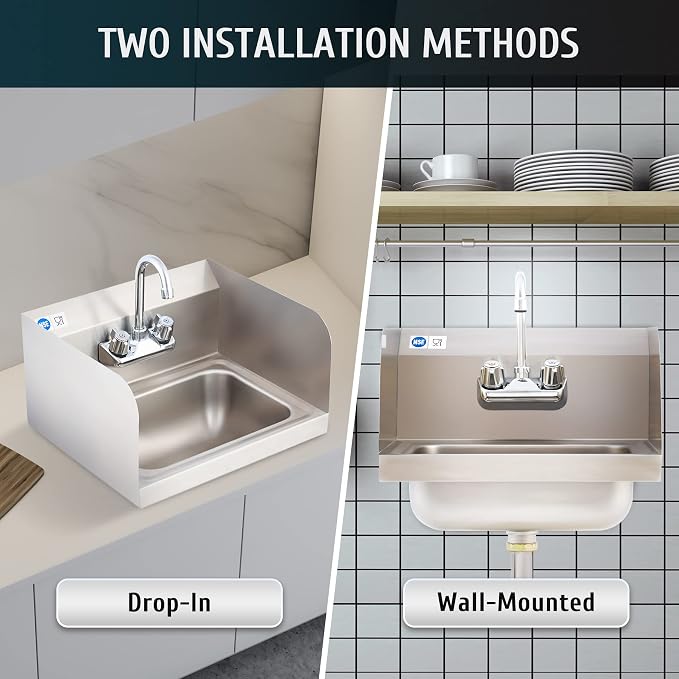 WILPREP Commercial Hand Sink, NSF Stainless Steel Sink Commercial Utility Sink - Image 8