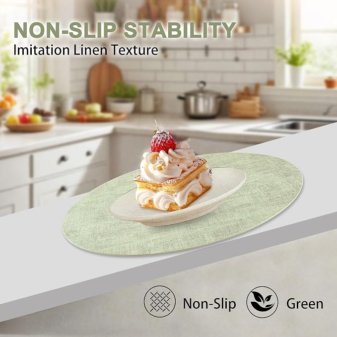 Round Faux Leather Placemats and Coasters, Reversible Heat Resistant Non-Slip - Image 6