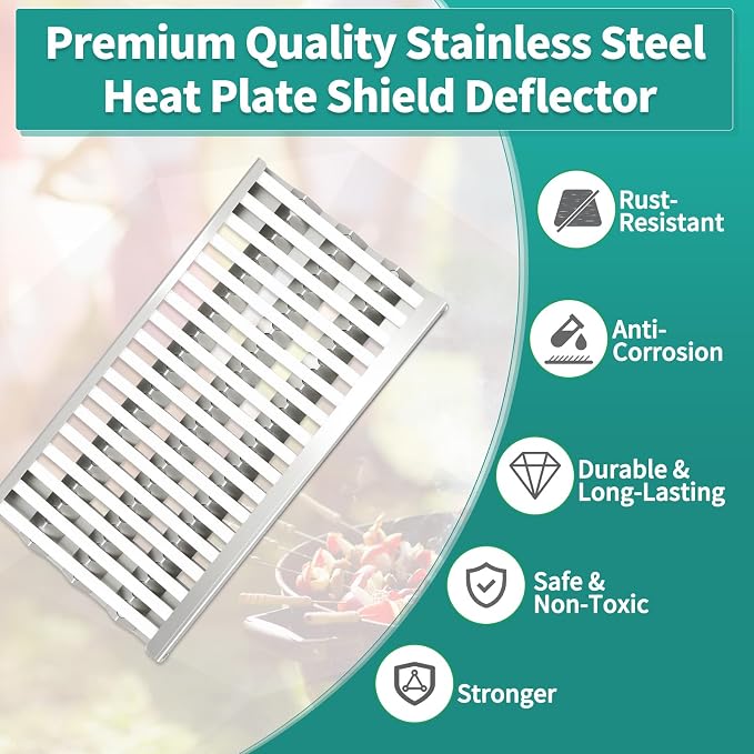 18 5/8" Stainless Steel Grill Heat Plates Shield Flame Tamer Ceramic Rods - Image 6