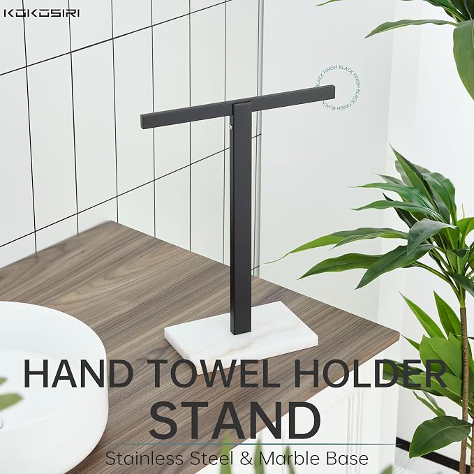 KOKOSIRI Hand Towel Holder Black Stand Towel Rack - Image 3