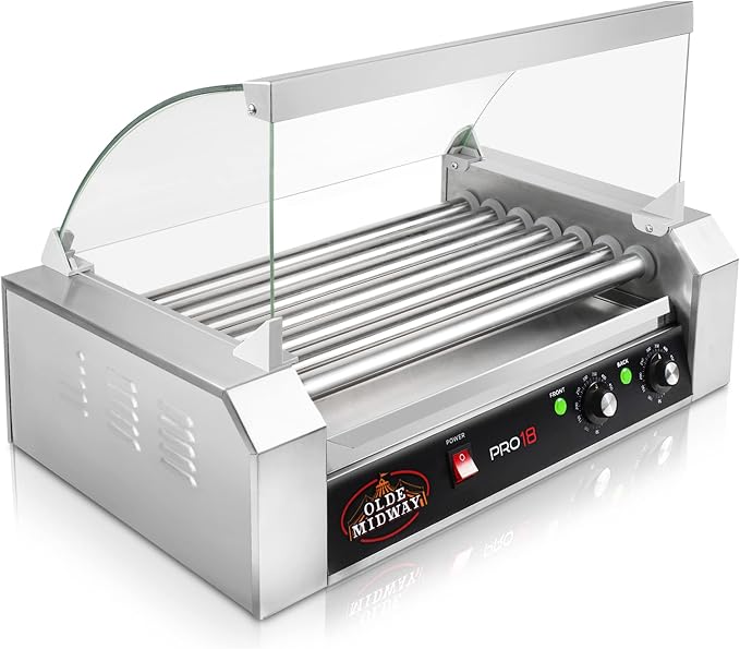 Olde Midway Electric 18 Hot Dog 7 Roller Grill Cooker Machine - Image 2