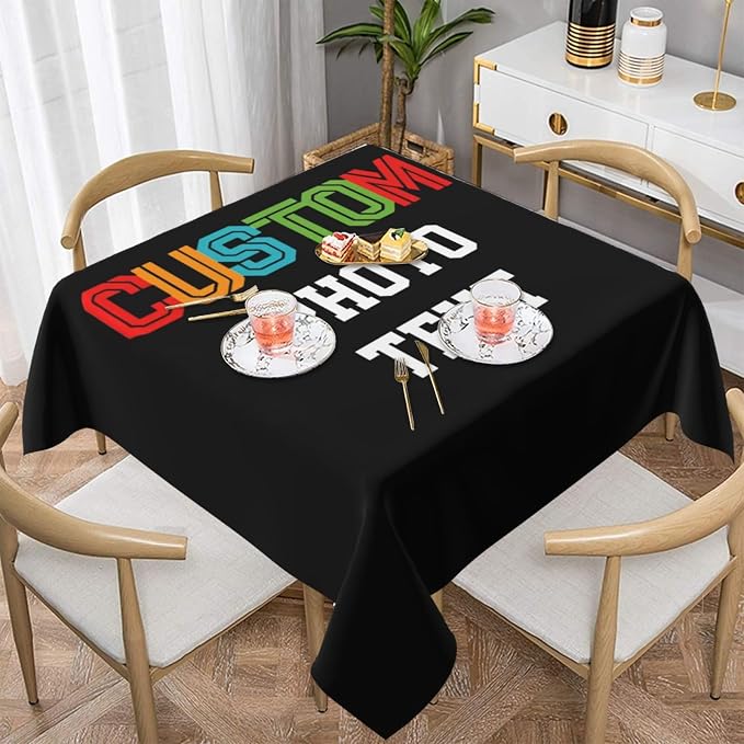 Custom Square Tablecloth, Design Your Logo Text Photo, Personalized Oil Proof by Unknown
