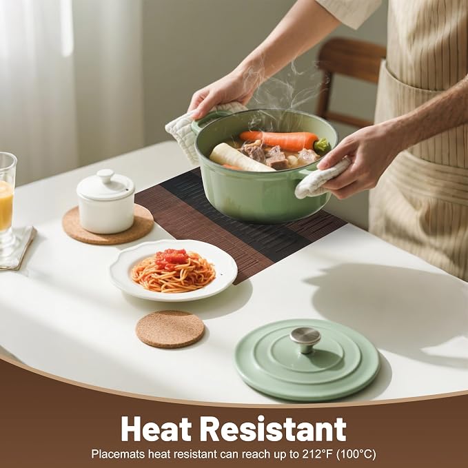 Placemats Set of 12，Non-Slip PVC Weave Table Mats Easy to Clean，Heat Resistant - Image 4