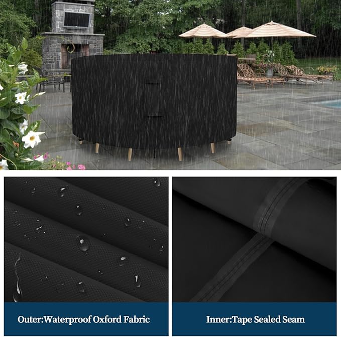 Easy-Going Round Patio Furniture Cover Waterproof Outdoor Dining Table and - Image 4