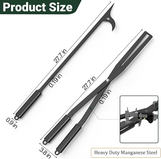 Tredre Fire Tongs and Fire Poker Set, Manganese Steel Fire Pit Tools - Image 8
