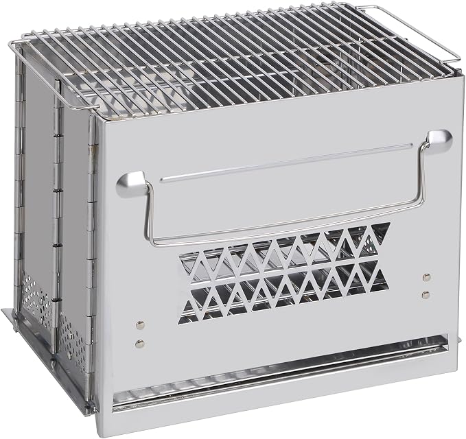 REDCAMP Wood Burning Folding Camp Stove Stainless Steel Grill, Rectangle Style by REDCAMP