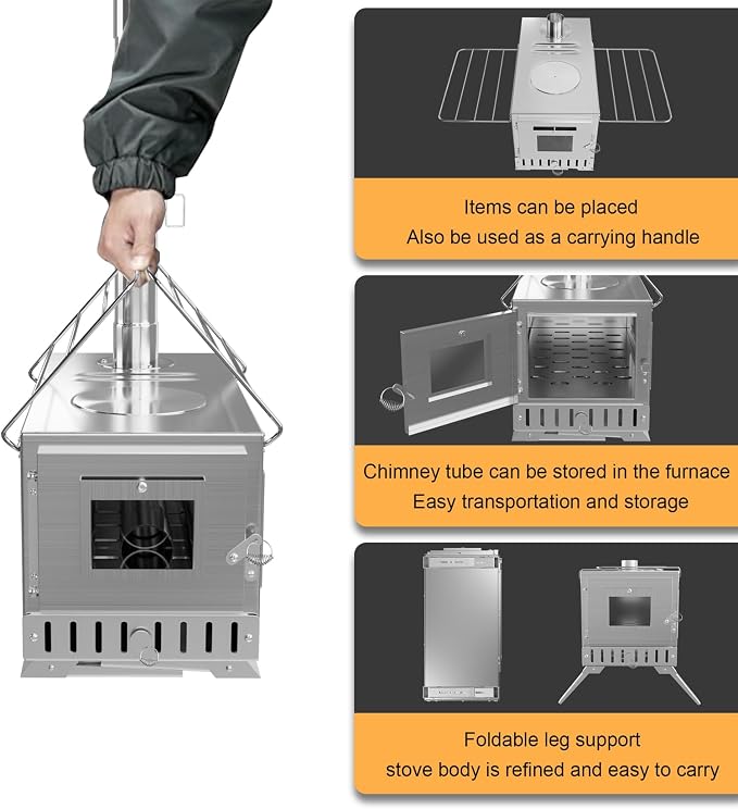Hot Tent Stove, unho Wood Burning Stove, Portable Wood Stove - Image 8