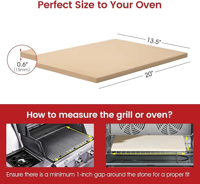 20"x 13.5" Pizza Stone, Cordierite Pizza Pan - Image 2
