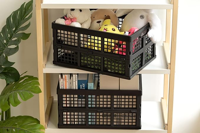 34L Large Plastic Folding Storage Crates, Collapsible Crates - Image 6