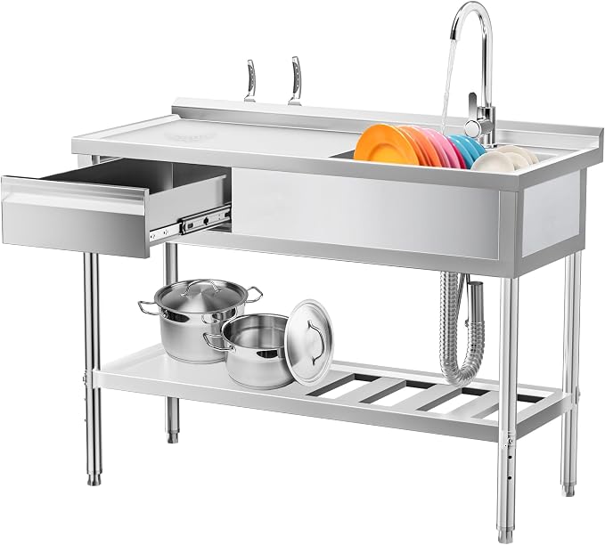 304 Stainless Steel Utility Sink – Free Standing Single Bowl by Unknown