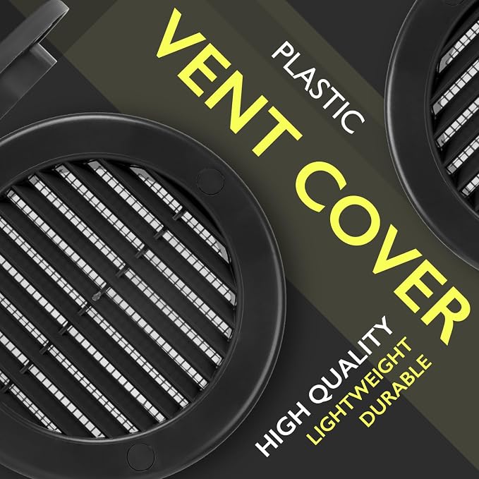 4 Inch Black Air Vent Cover – Pack of 5 – Plastic Round Air Vent Grill Cover - Image 6