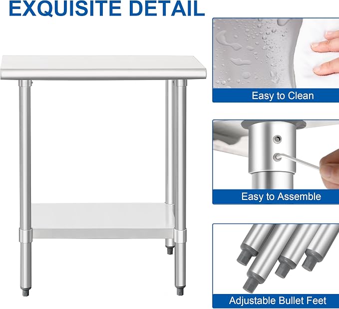 HARDURA Stainless Steel Work Table Commercial 18×36 Inches Kitchen Prep Table - Image 5