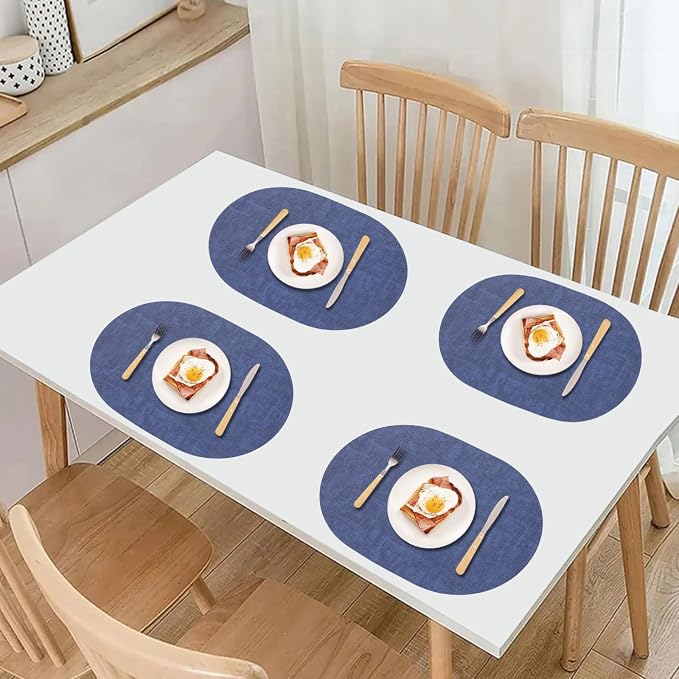 Reversible Placemats Set of 6 Oval, Heat Resistant Wipeable Table Placemats - Image 5
