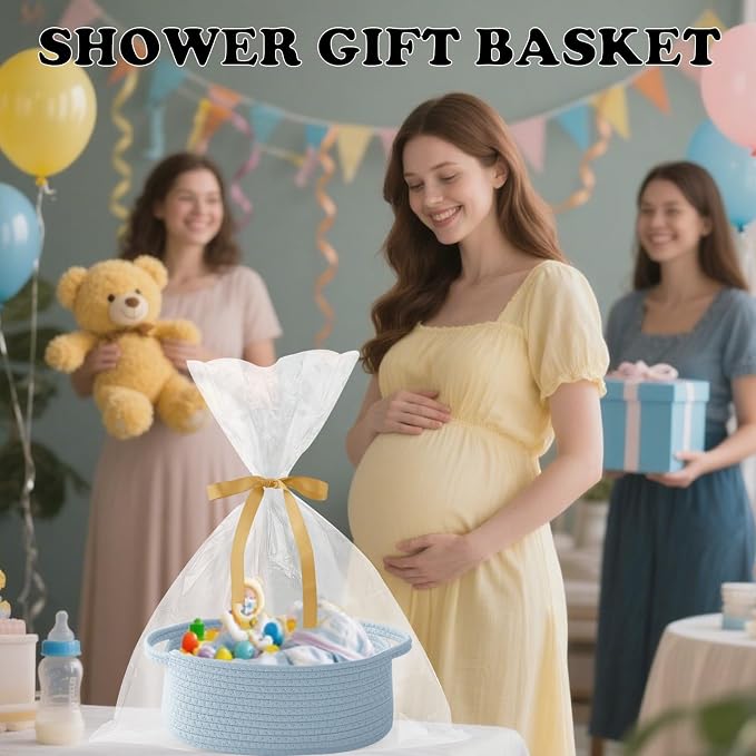 Gift Basket with Gift Bag and Ribbons, Small Rope Woven Shelf Storage, Baskets - Image 6