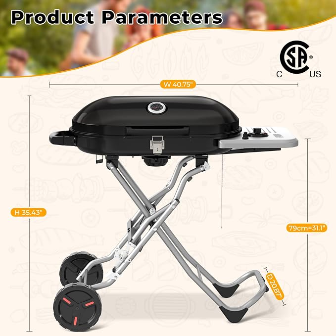 Portable Propane Gas Grill, 000 BTU BBQ Grill - Image 4