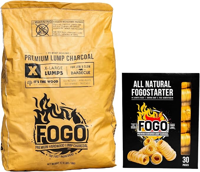 FOGO Super Premium Hardwood Lump Charcoal, Natural Large Sized Lump Charcoal by FOGO