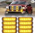 Xprite 8PCS LED Emergency Strobe Lights, Amber 12-LED Surface Mount Flashing by Xprite