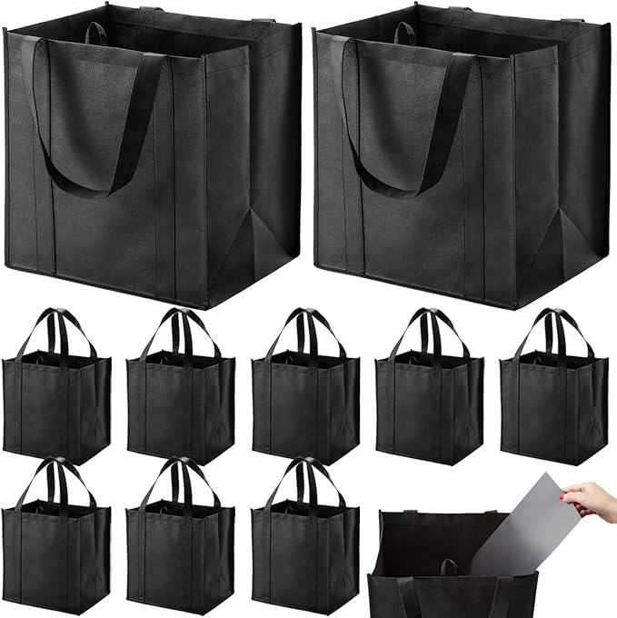 NERUB Set of 10 Reusable Grocery Bags Heavy Duty Shopping Bags Large Grocery by NERUB