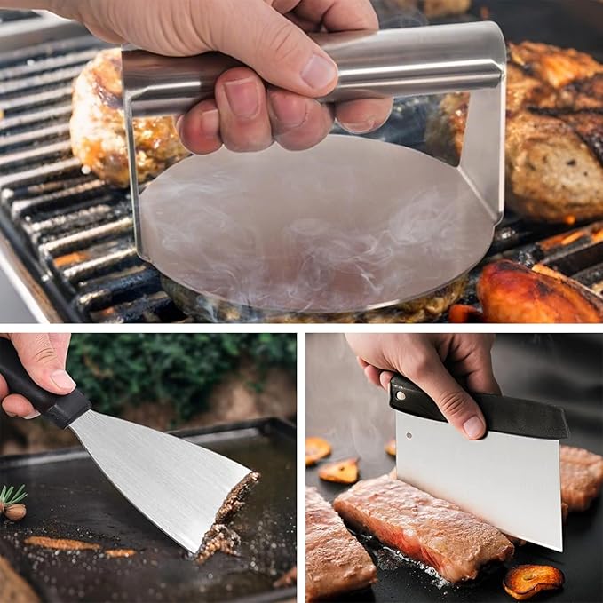 Barbecue Tool Set, 5-Piece Stainless Steel Griddle Spatula Kit