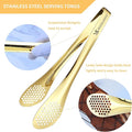 Tongs Set in Gold Stainless Steel, 7, 9 and 11 Inch Sizes