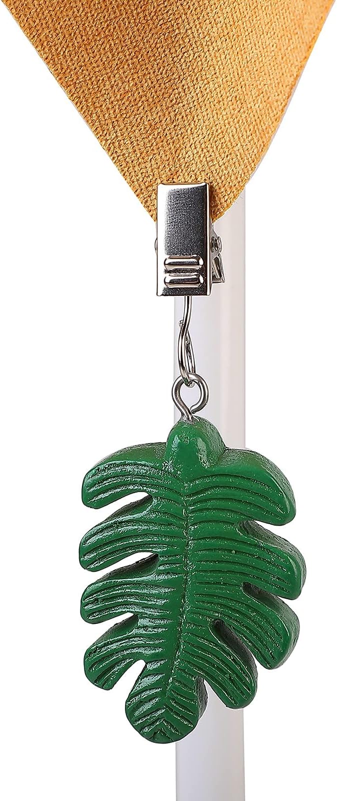 TwoFish Home Set of 4 Resin Green Leaves Tablecloth Weights Clips Handicraft by TwoFishHomeFashionLLC