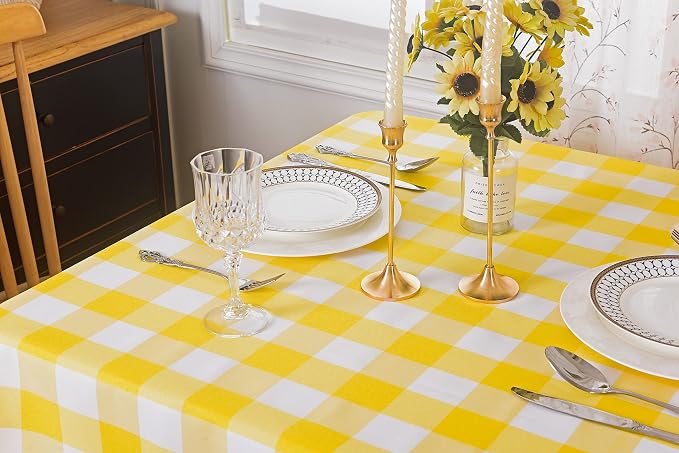 Cupuamon 2 Pack Waterproof Polyester Fabic Square Checkered Tablecloth，54x54 - Image 4