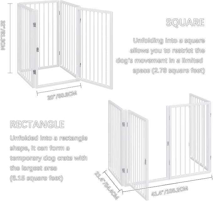 Vantas Folding No-Assembly Metal Pet Gate 80" Wide, Freestanding Accordion - Image 6