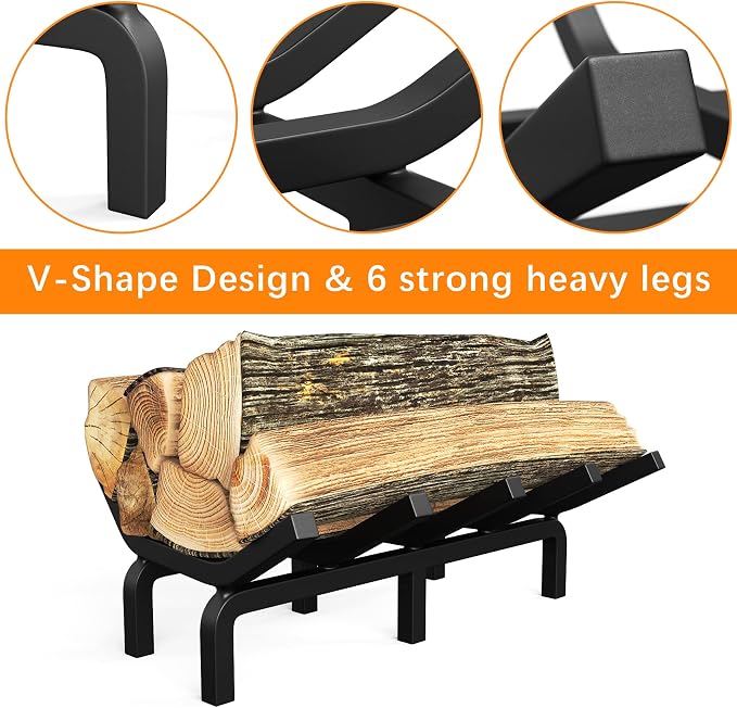 Mr IRONSTONE Fireplace Grate Fireplace Log Holder Solid Steel Heavy Duty - Image 3