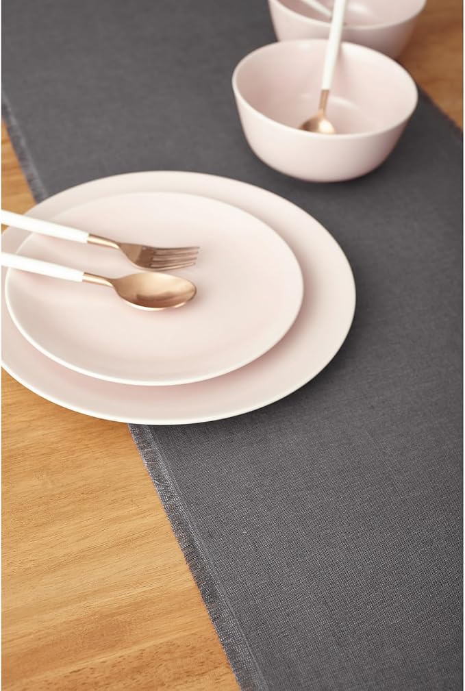 Solino Home Linen Charcoal Table Runner 120 Inches Long - Image 9