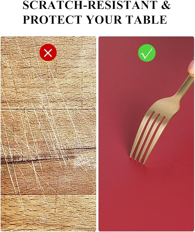 Wine Red Plastic Table Cover Protector, 1.5mm Thick Rectangle Vinyl Table Top - Image 3