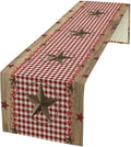 Farmhouse Western Table Runner, Rustic Country Barn Red White Buffalo Plaid by Unknown