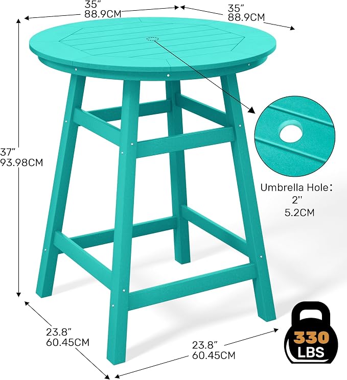 Costaelm Patio Bistro Table, Outdoor Bistro Dining Pub Table - Image 3