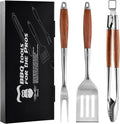 Heavy-Duty Rose Wooden BBQ Grilling Tools Set. Extra Thick Stainless Steel by Grilaz