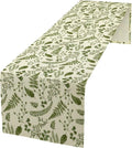 Green Leaves Table Runner, Spring Summer Herbs Botanical Natural Plants Print by Unknown